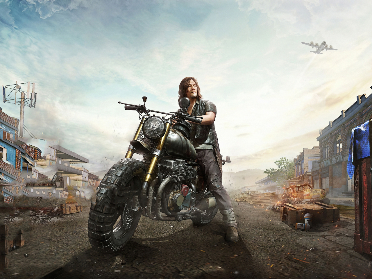 Daryl Dixon, PUBG mobile X, The Walking Dead, crossover, artwork, 1280x960 wallpaper