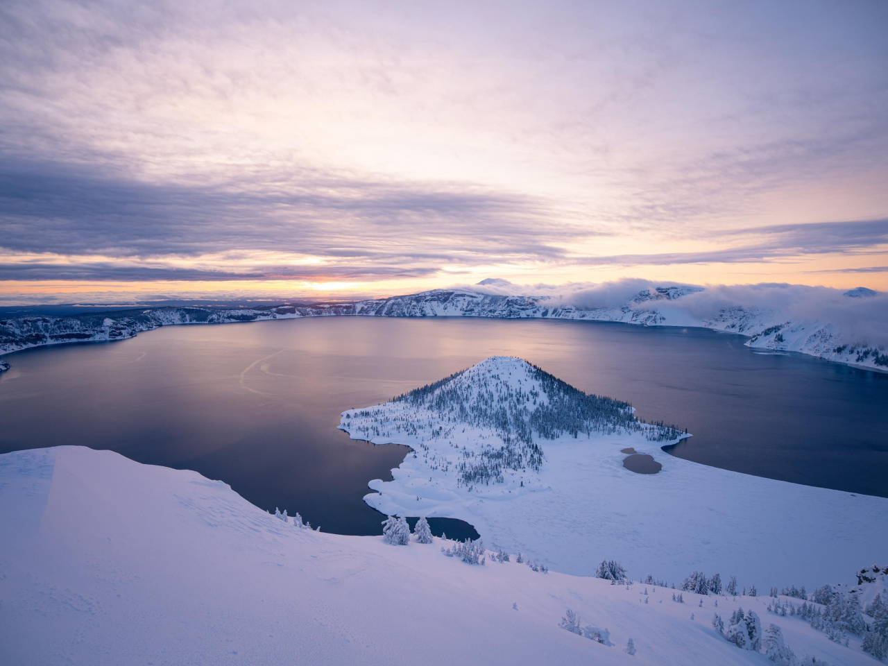 Lake, ice lake, sunset of winter, nature, 1280x960 wallpaper