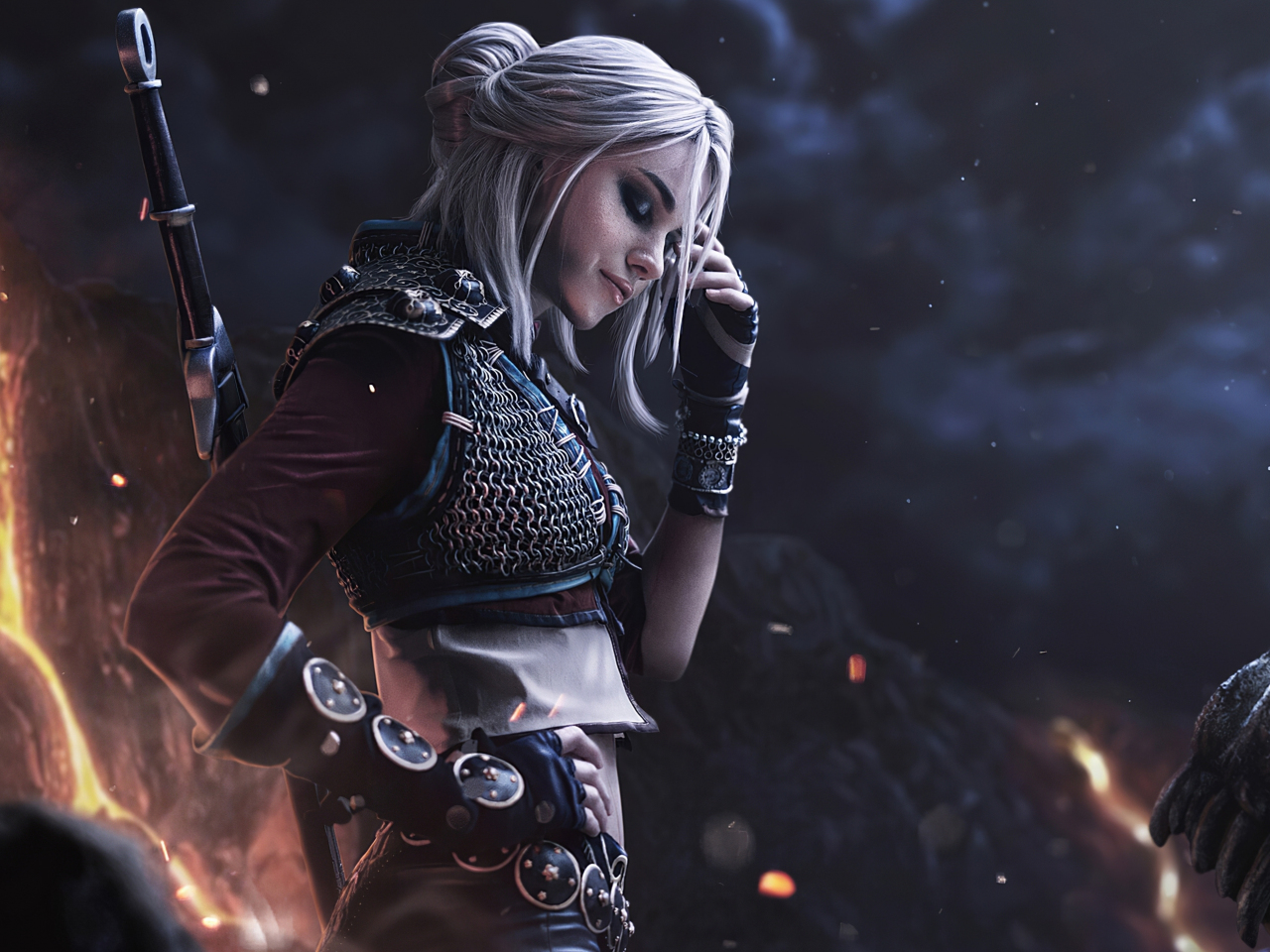 Download Wallpaper 1280x960 Warrior, Ciri, The Witcher, Video Game 