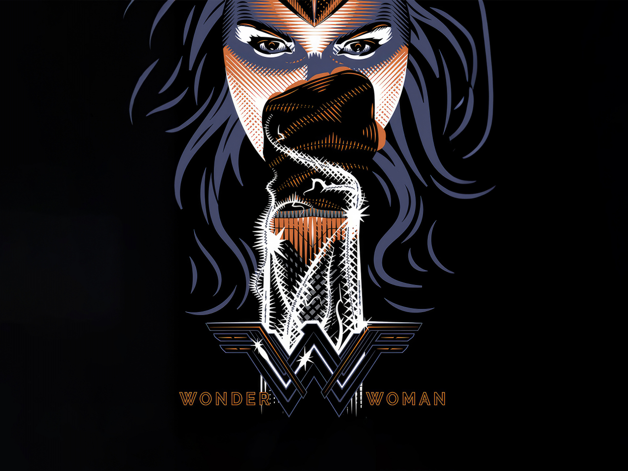 Wonder Woman's fist, minimal, dark, 1280x960 wallpaper