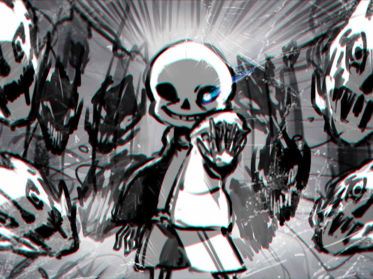 Download wallpaper 1280x960 sketch art, video game, sans, undertale,  standard 4:3 fullscreen 1280x960 hd background, 15806