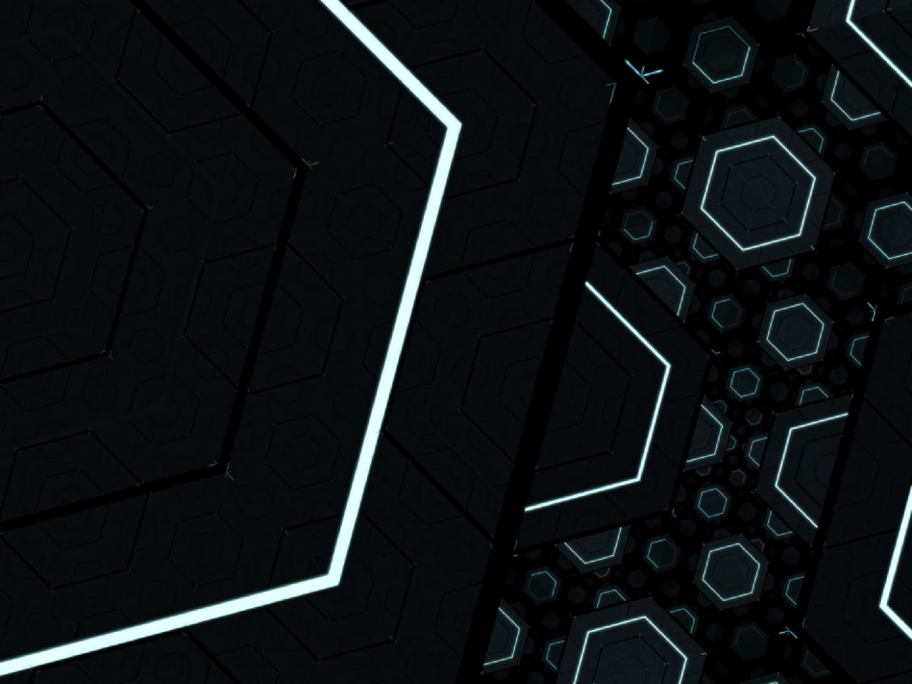 Fractal, black, hexagons, 1280x960 wallpaper