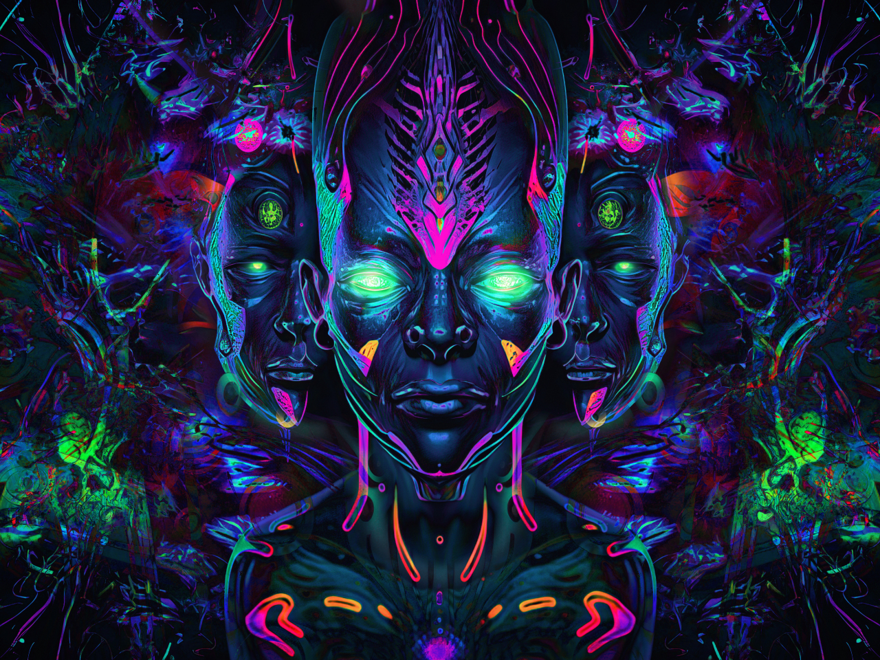 Psychedelic art, abstract, dark, 1280x960 wallpaper