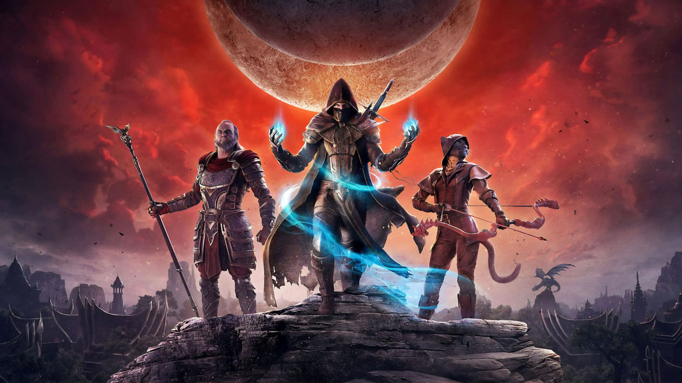 The Elder Scrolls Online, warriors, game, 1366x768 wallpaper