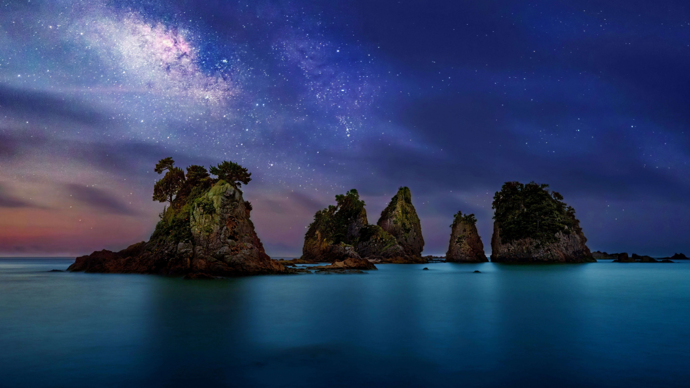 Night cliffs islands nature wallpaper background - Eyecandy for your  XFCE-Desktop 