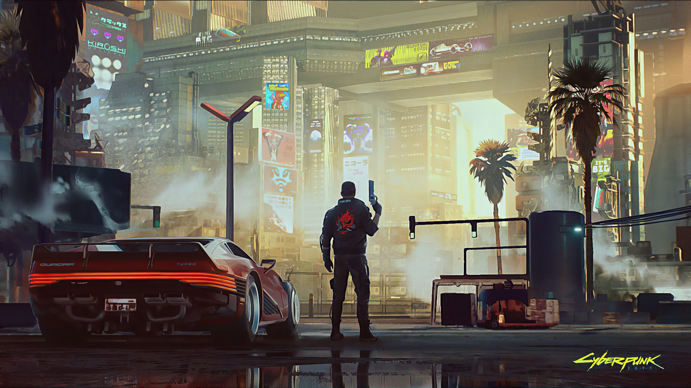 1366x768 Cyberpunk City Girl With Bike 1366x768 Resolution , Backgrounds,  and HD wallpaper