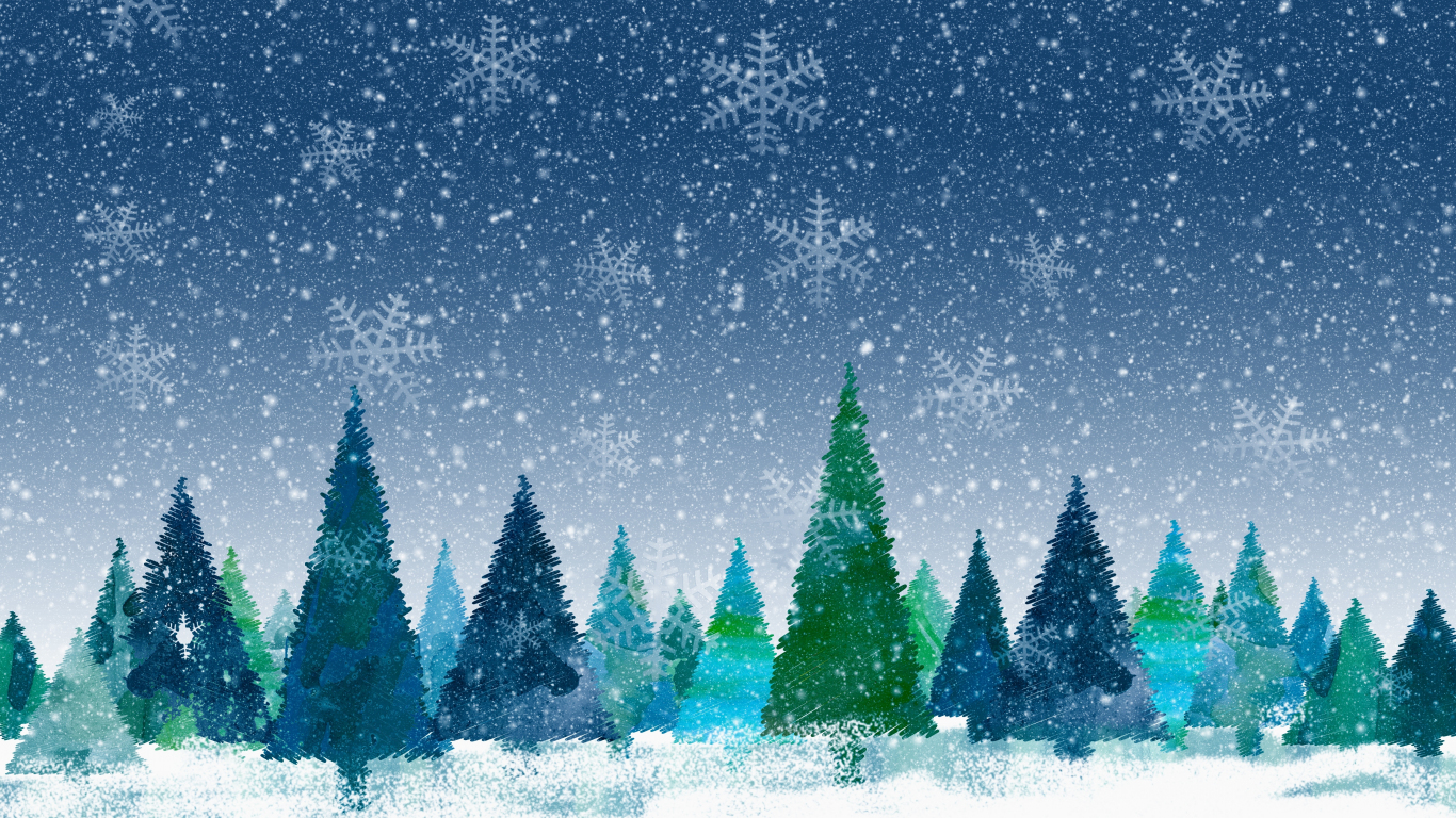 Download 1366x768 wallpaper christmas, decorations, trees, snowflakes ...
