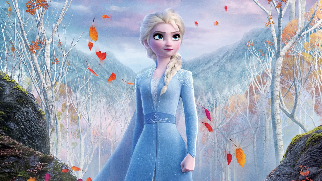 Snow Queen Elsa, frozen 2, movie, 2019, 1366x768 wallpaper