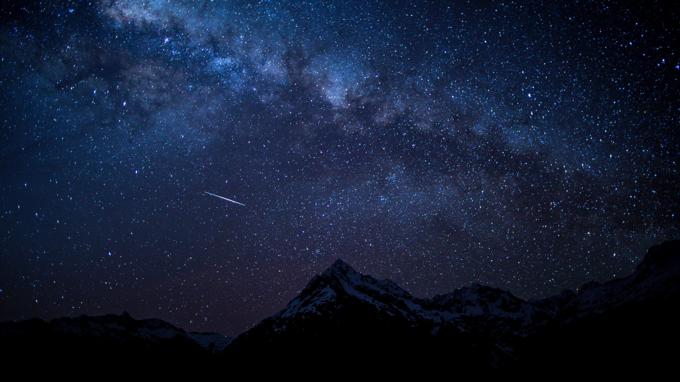 Download wallpaper 1366x768 starry sky, night, mountains, nature, tablet,  laptop, 1366x768 hd background, 678
