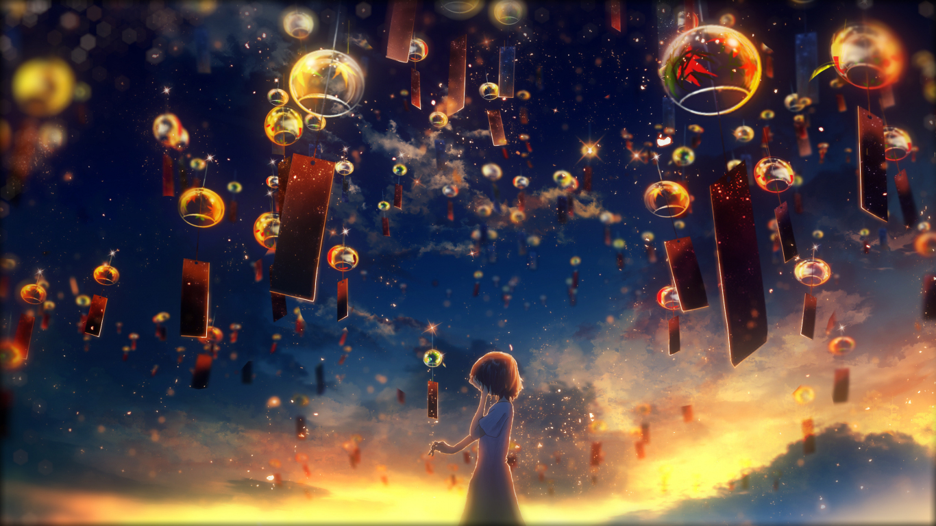 Lantern celebration night out anime wallpaper background 