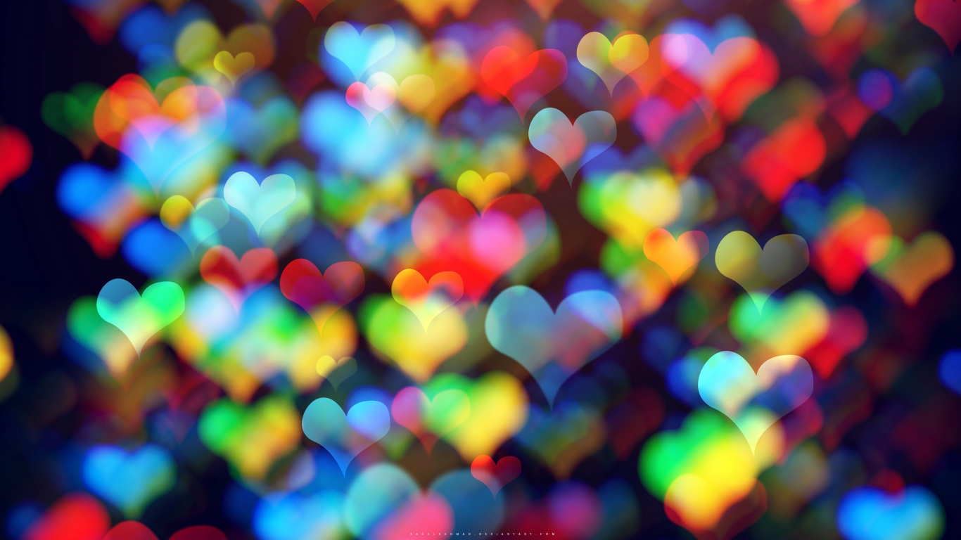 Download wallpaper 1366x768 hearts, bokeh, blur, art, tablet, laptop ...