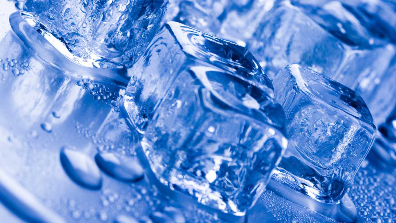 Download wallpaper 1366x768 macro, blue ice cubes, tablet, laptop ...