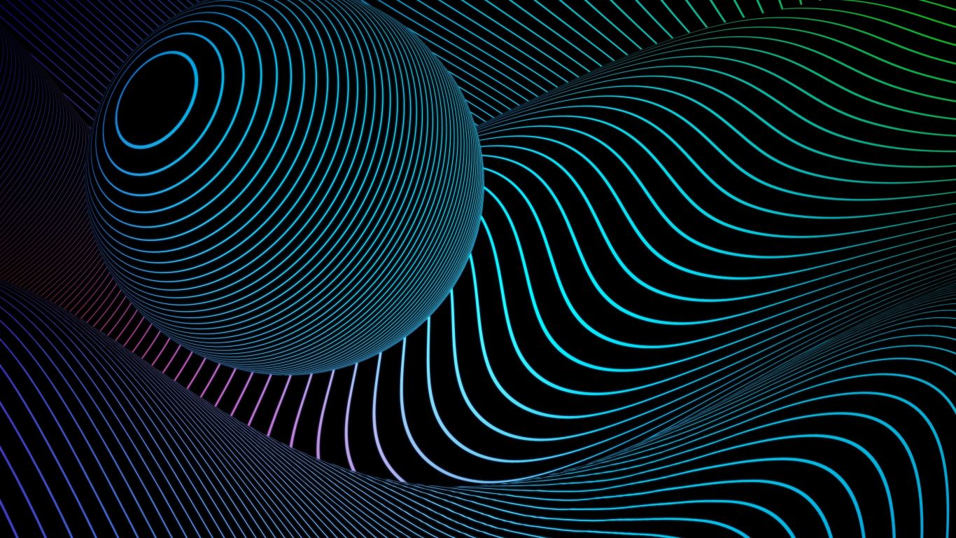 Download Wallpaper 1366x768 3d Dimensional Sphere Lines Curves Abstract Tablet Laptop