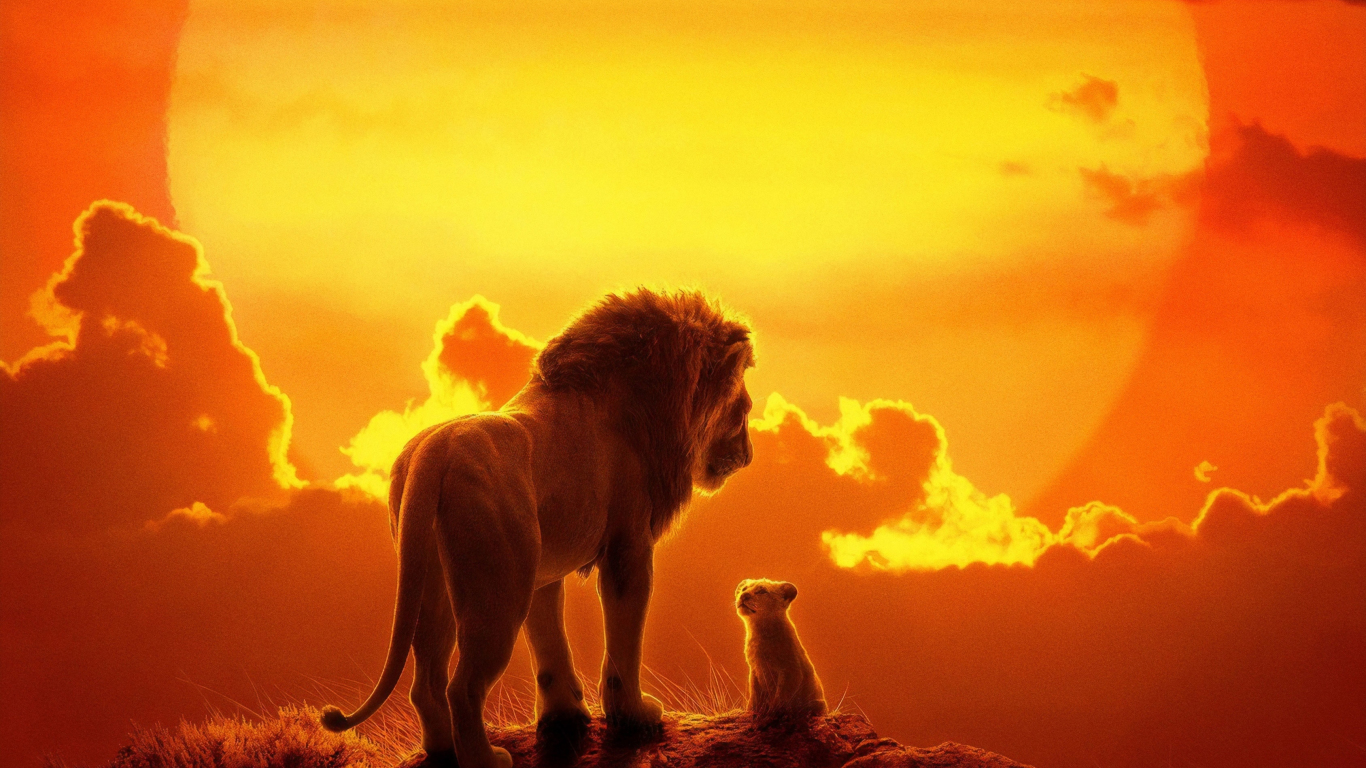 Download wallpaper 1366x768 the lion king, lion and cub, 2019 movie,  tablet, laptop, 1366x768 hd background, 19800