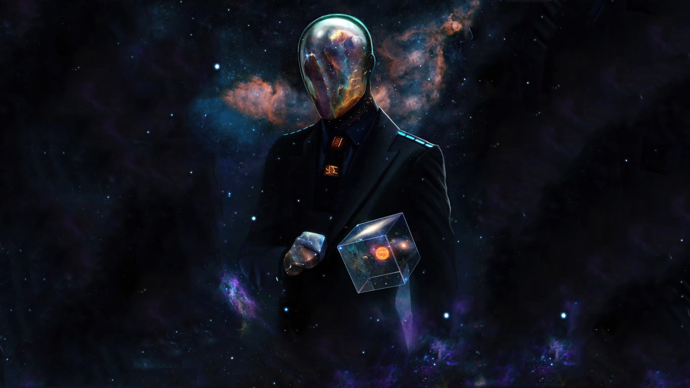 Download wallpaper 1366x768 spaceman, fantasy, clouds, galaxy, art ...