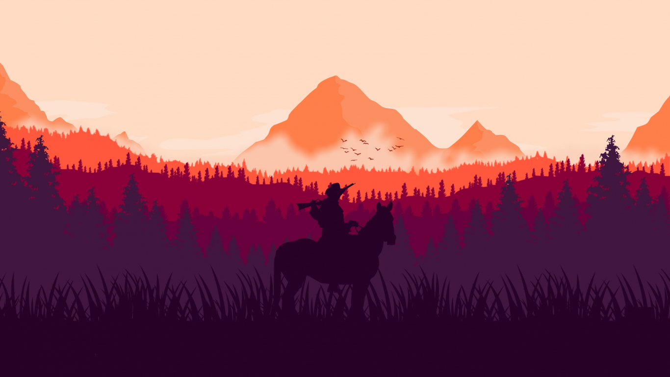 Red Dead Redemption 2 horse ride silhouette art wallpaper - Eyecandy for  your XFCE-Desktop 