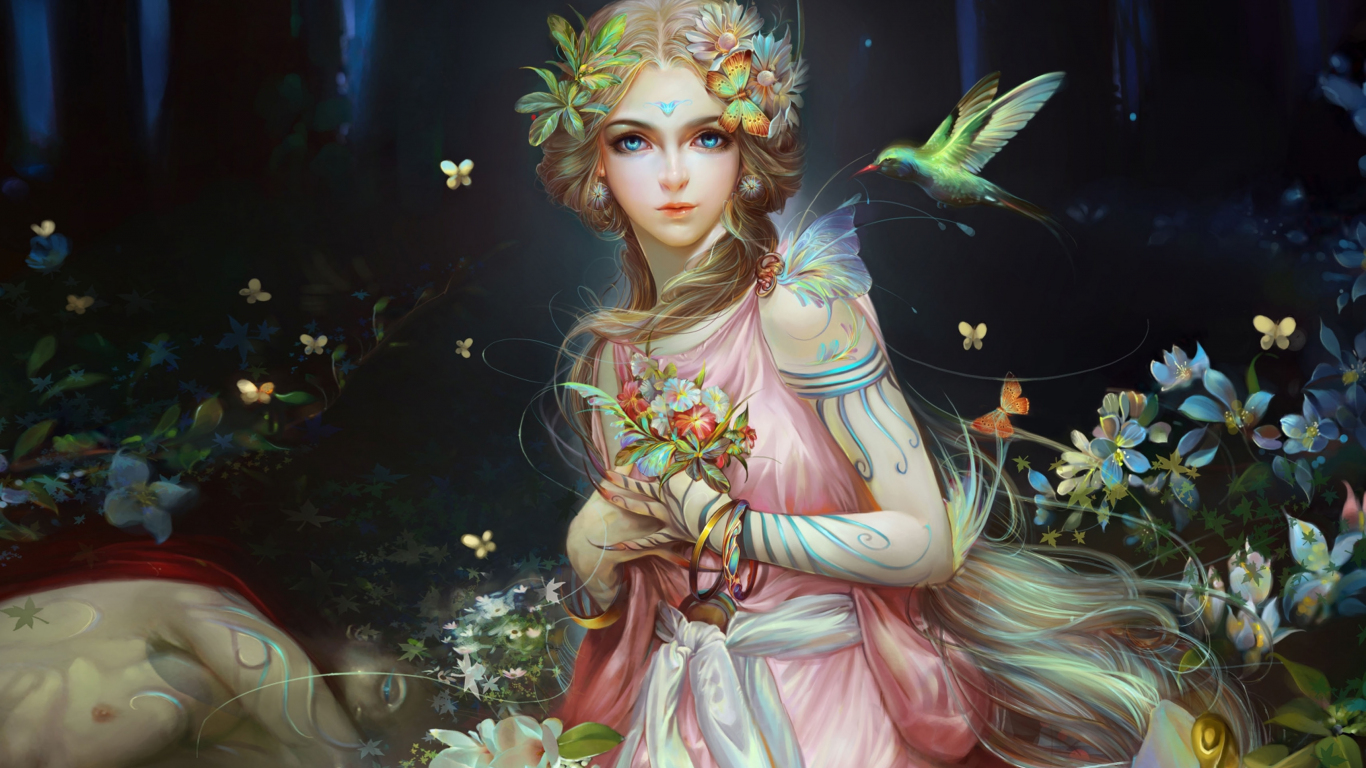 Download wallpaper 1366x768 gorgeous, fairy, fantasy, outdoor, art ...