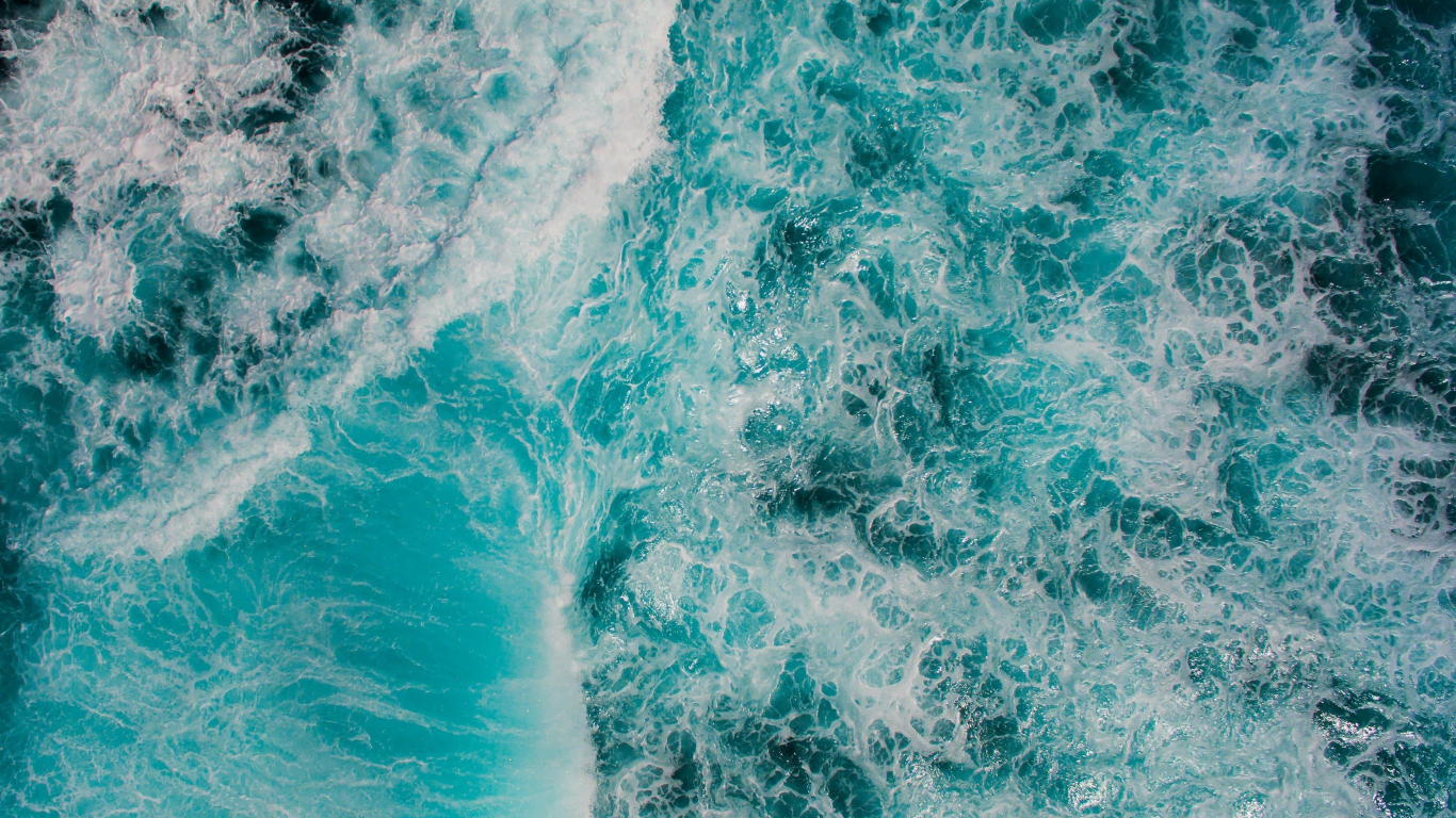 Download wallpaper 1366x768 sea waves, aerial view, splashes, tablet ...