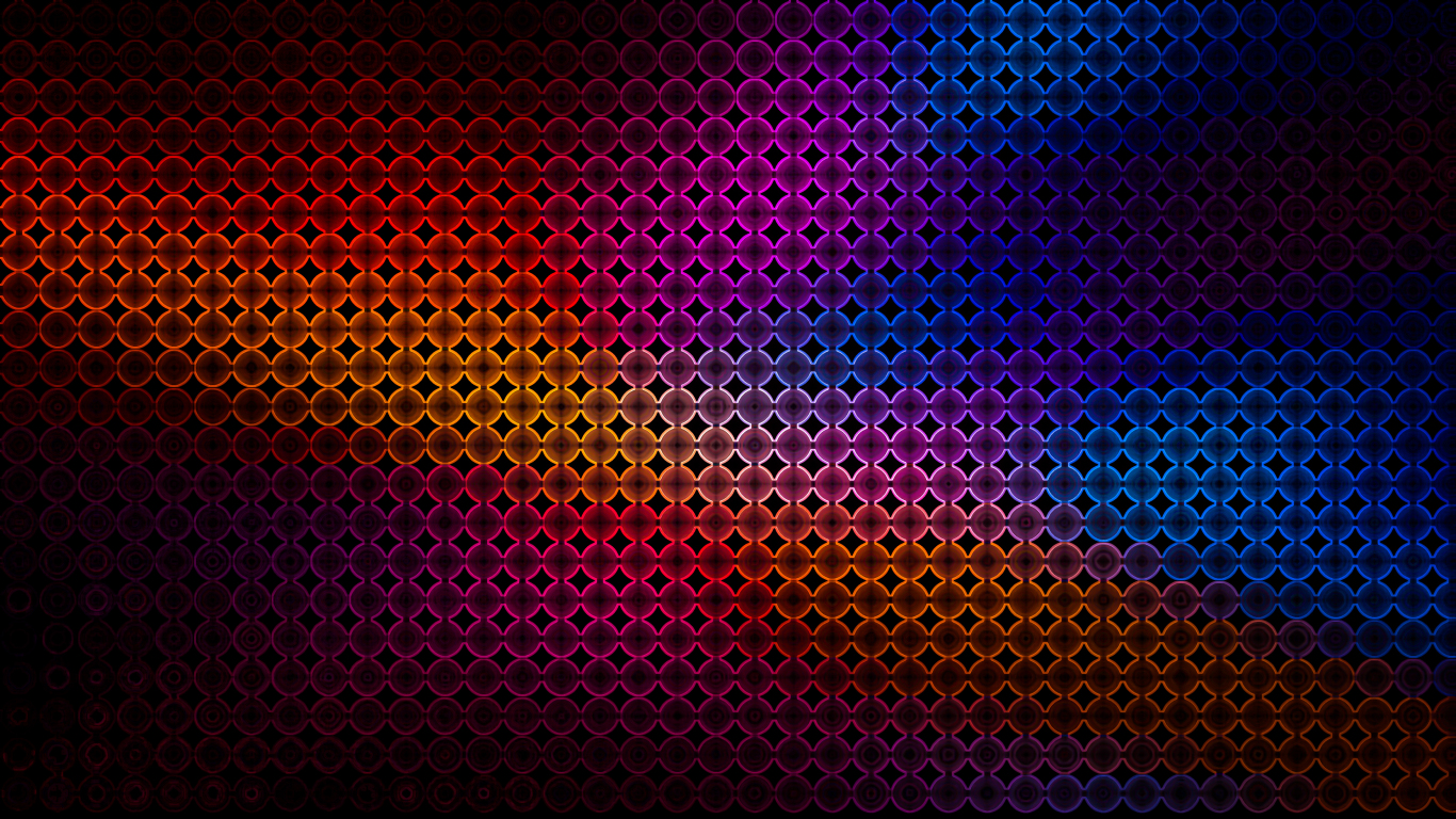 Download 1366x768 wallpaper colorful, black dots, abstract