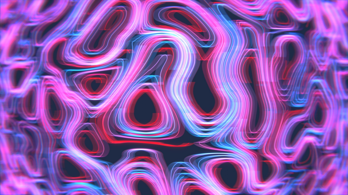 Download wallpaper 1366x768 neon, pattern, curves, lines, tablet, laptop,  1366x768 hd background, 17068