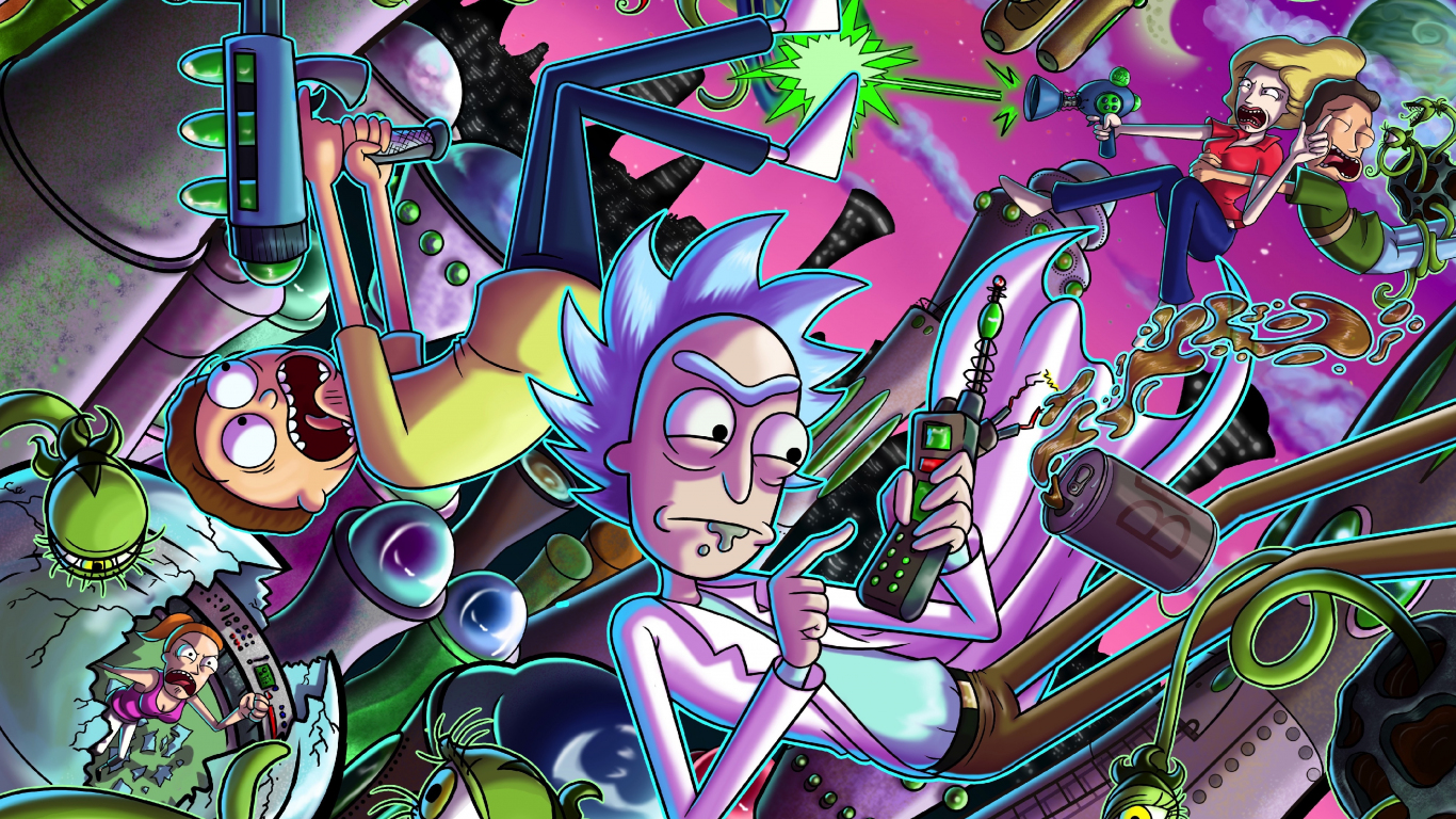 Download 1366x768 Wallpaper Rick And Morty Tv Series Cartoon Digital Art Tablet Laptop 1366x768 Hd Image Background 2318