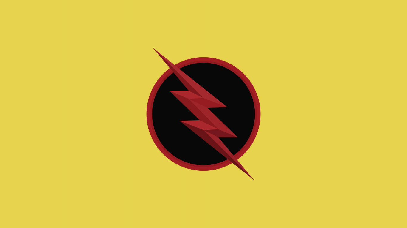 Reverse flash, logo, dc comics, minimal, 1366x768 wallpaper