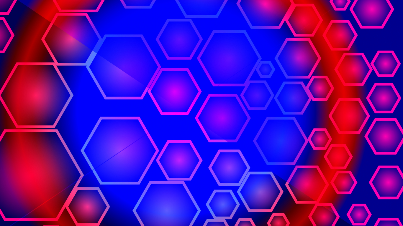 Abstract red-blue hexagon wallpaper background 