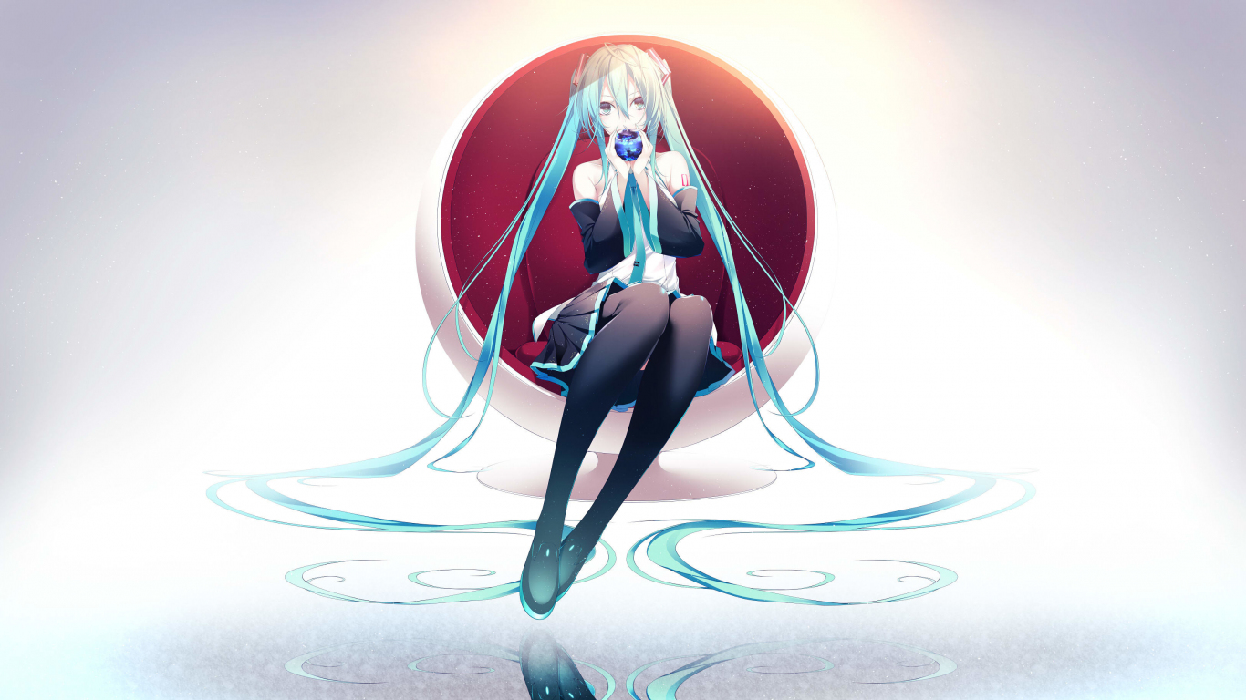 Download Minimal Long Hair Hatsune Miku 1366x768 Wallpaper Tablet Laptop 1366x768 Hd Image Background 4713