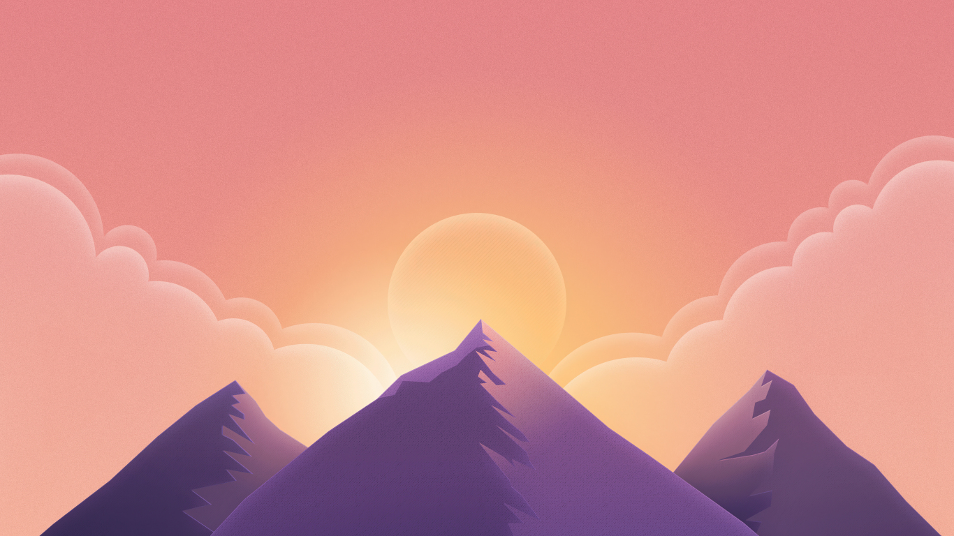 Download wallpaper 1366x768 the ascent, mountains, sunset, minimal ...