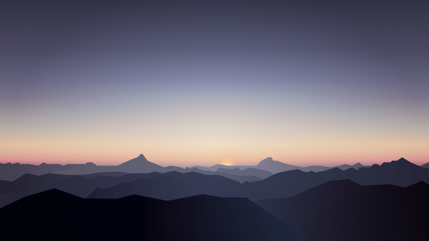 Download wallpaper 1366x768 horizon, mountains, sunrise, sky, tablet, laptop,  1366x768 hd background, 1587
