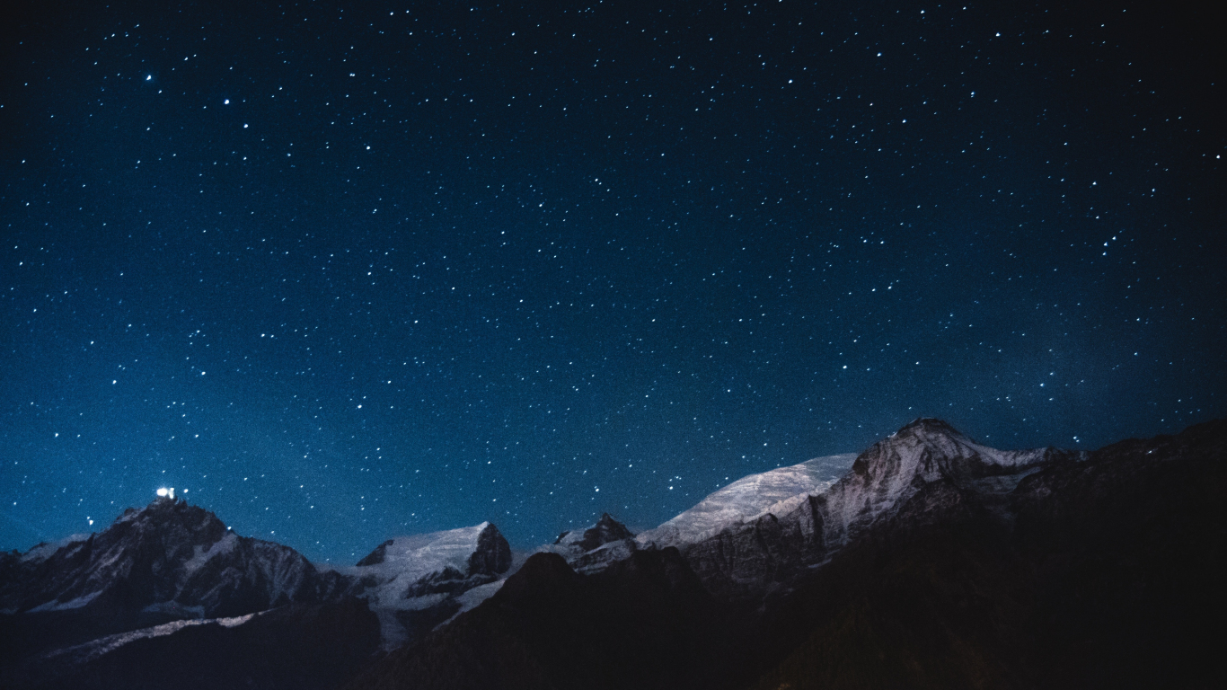Download 1366x768 wallpaper night, mountains, stars ...
