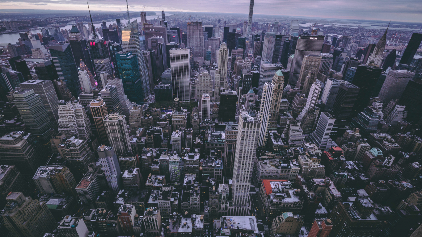Download 1366x768 Wallpaper New York City Buildings Aerial View