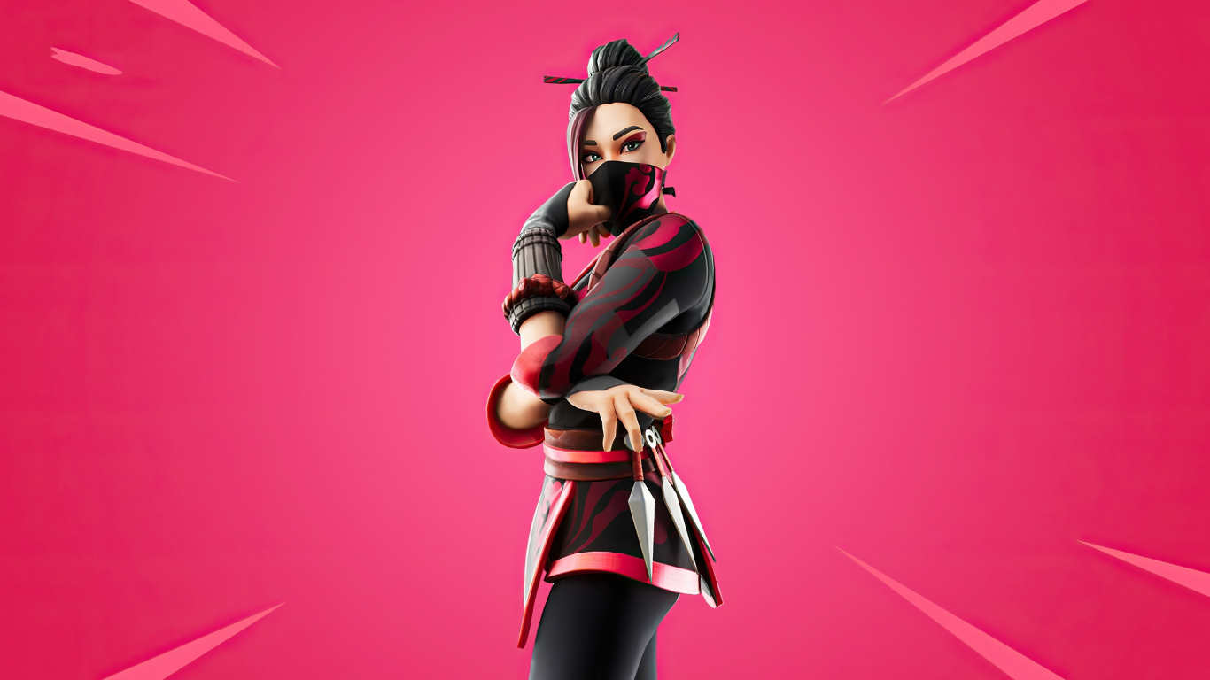 Download fortnite, red jade outfit, game, 2020 1366x768 wallpaper