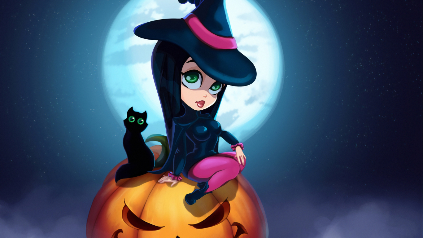 Black witch hat illustration Halloween pumpkin HD wallpaper  Wallpaper  Flare
