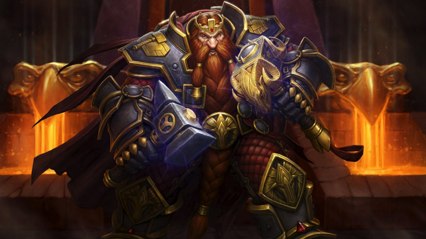 Download wallpaper 1366x768 dwarf king, warrior, hearthstone, tablet ...