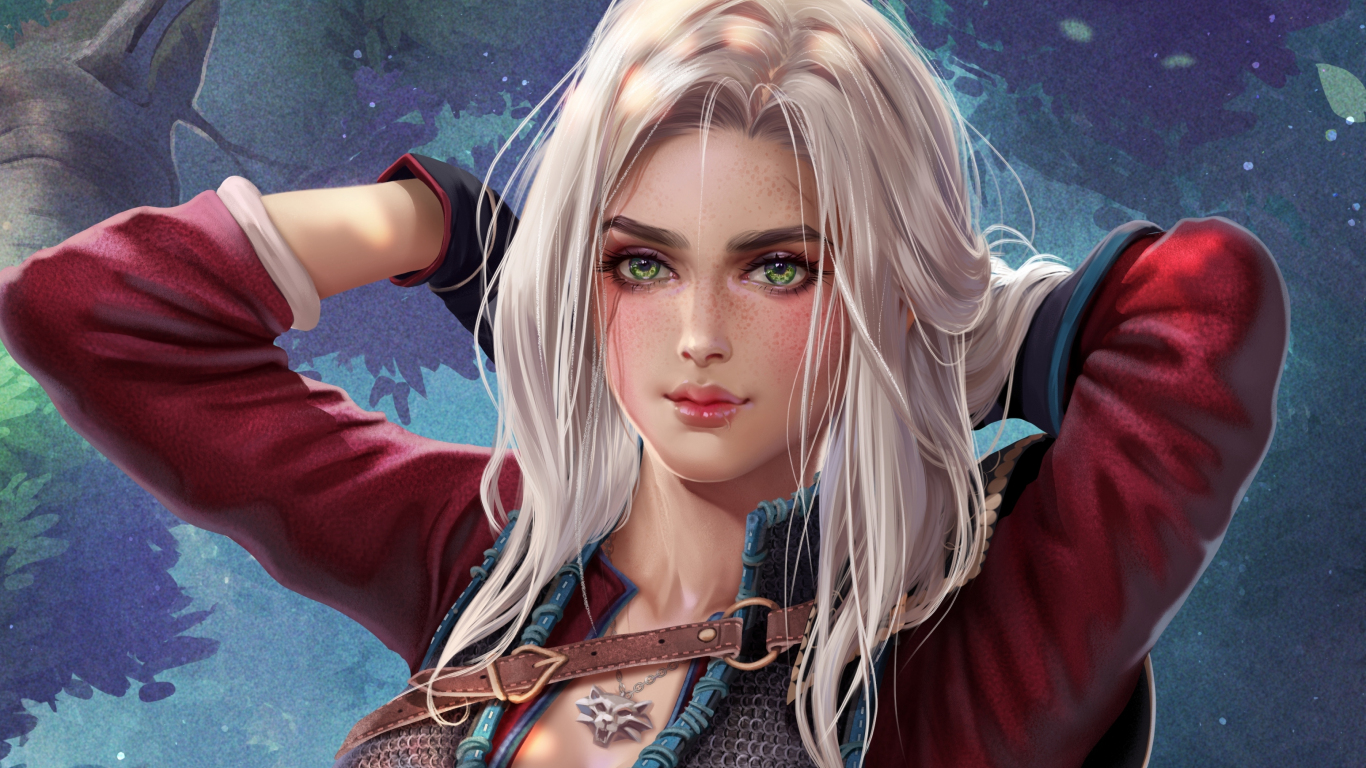 Download wallpaper 1366x768 cirilla of the witcher, game, fan art ...