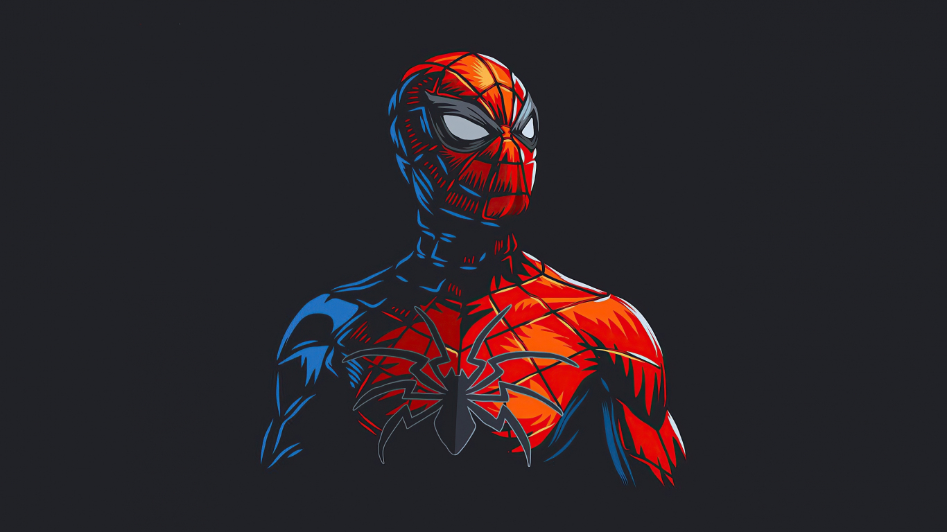 Download wallpaper 1366x768 spider-man red suit, minimal, 2020, tablet,  laptop, 1366x768 hd background, 26008