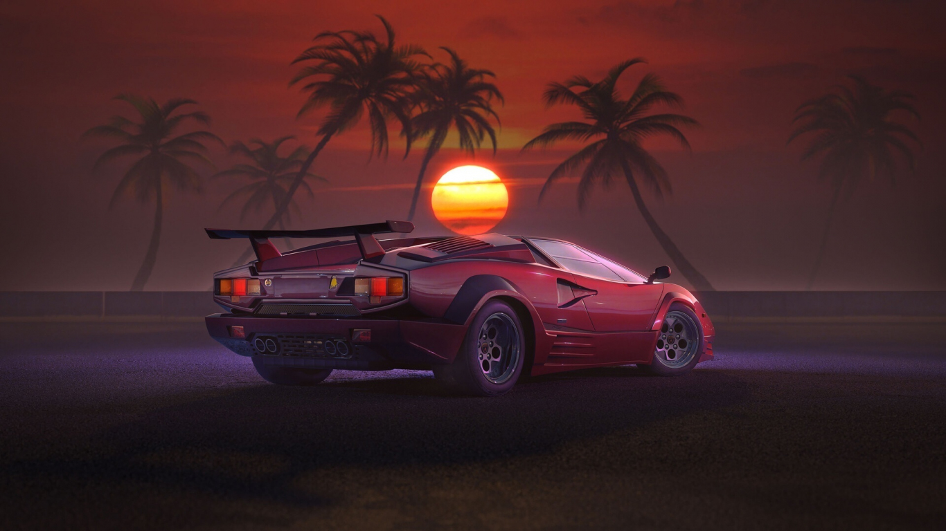 Retro Car Aesthetic Sunset Wallpaper 4K for PC