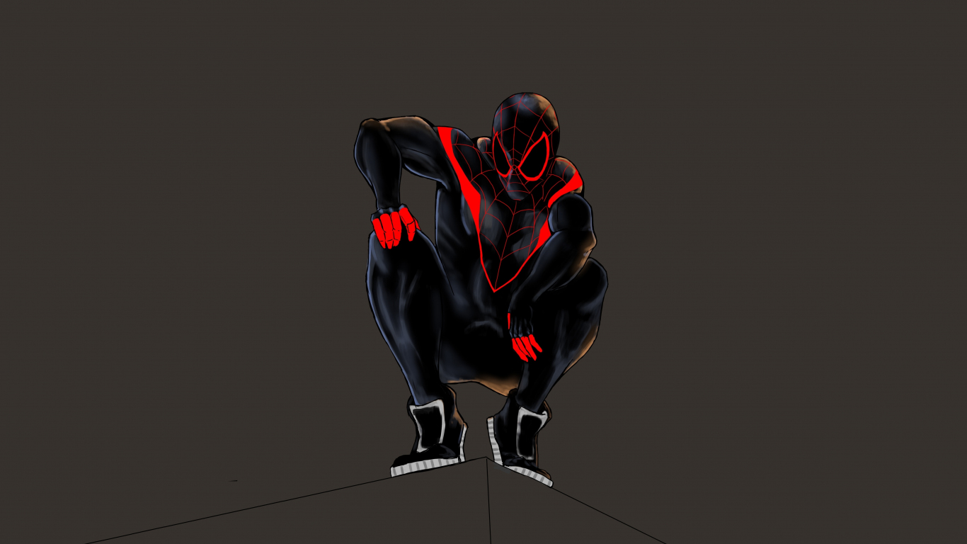 Download wallpaper 1366x768 red and black, spiderman, minimal, tablet,  laptop, 1366x768 hd background, 7733