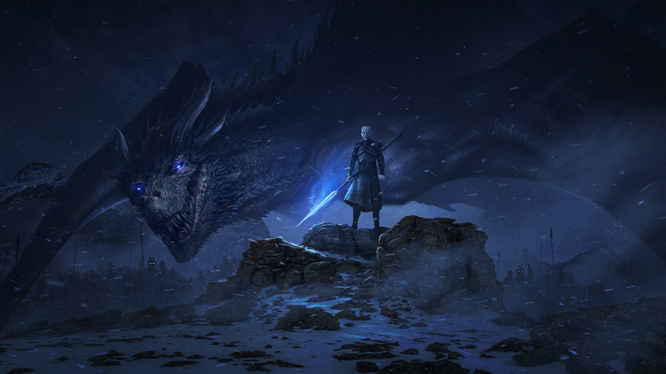 Download 1366x768 Wallpaper Dragon And Night King Artwork Game Of Thrones Tablet Laptop 1366x768 Hd Image Background 9946