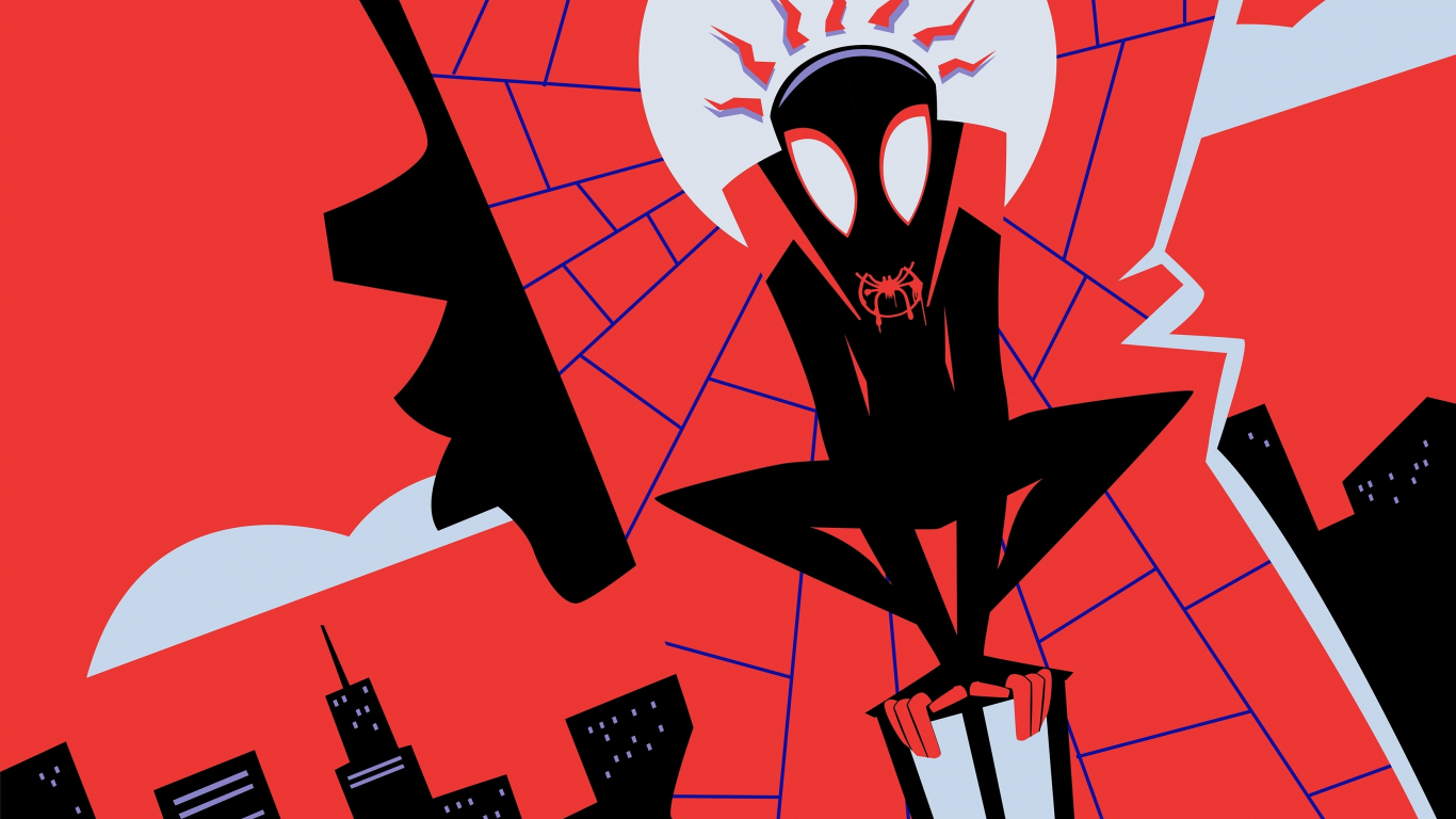 Download wallpaper 1366x768 spider-man: into the spider-verse, miles  morales, fan art, tablet, laptop, 1366x768 hd background, 15587