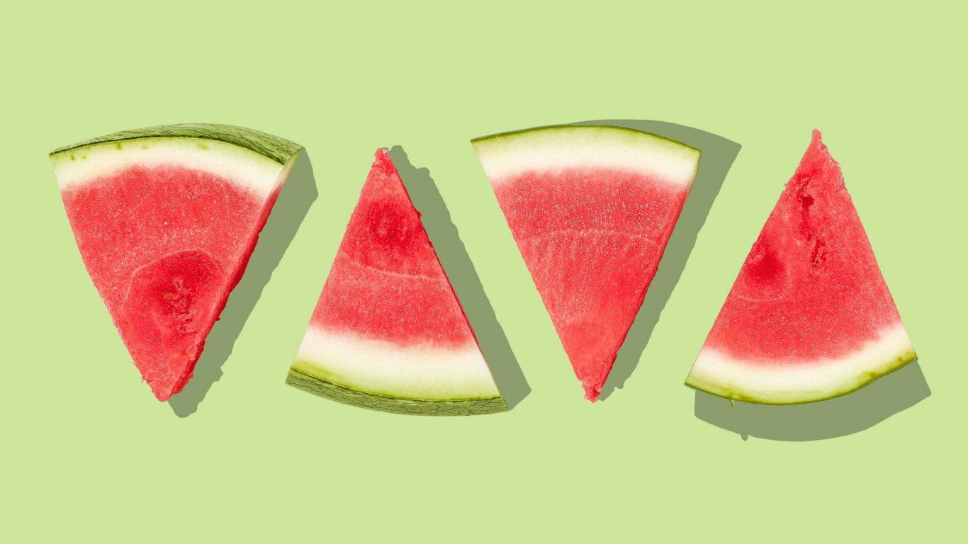 Download wallpaper 1366x768 slices of watermelon, fruit, tablet, laptop ...