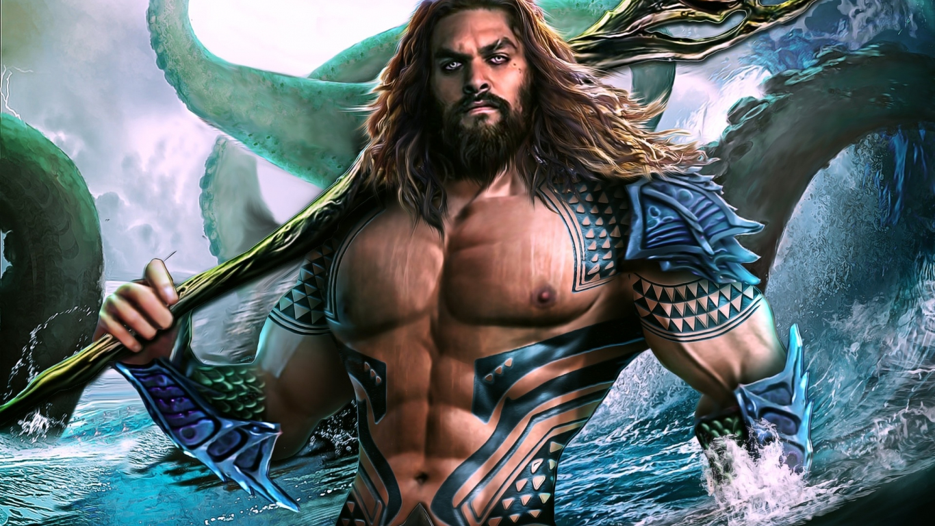 Aquaman, artwork, king of Atlantic, 1366x768 wallpaper