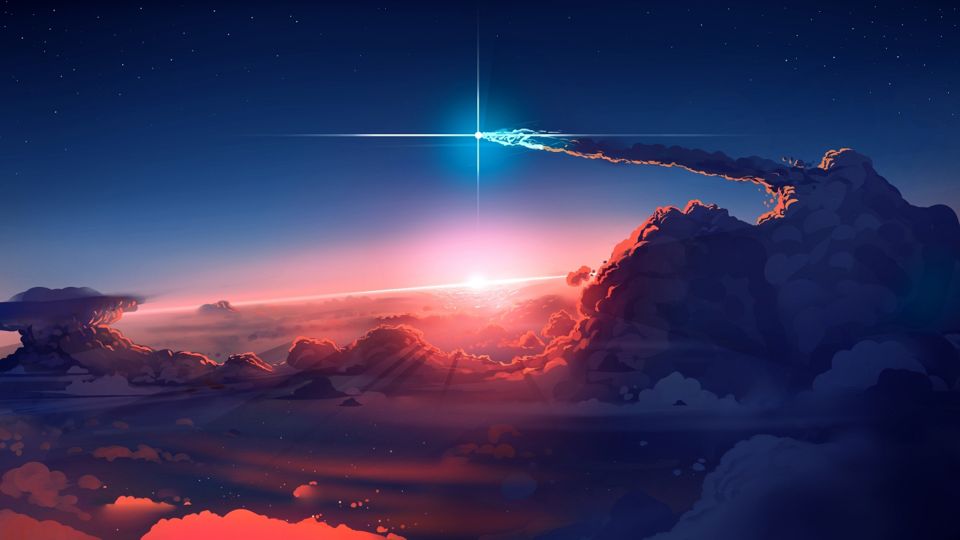 HD wallpaper anime sky anime landscape clouds cloud  sky blue built  structure  Wallpaper Flare