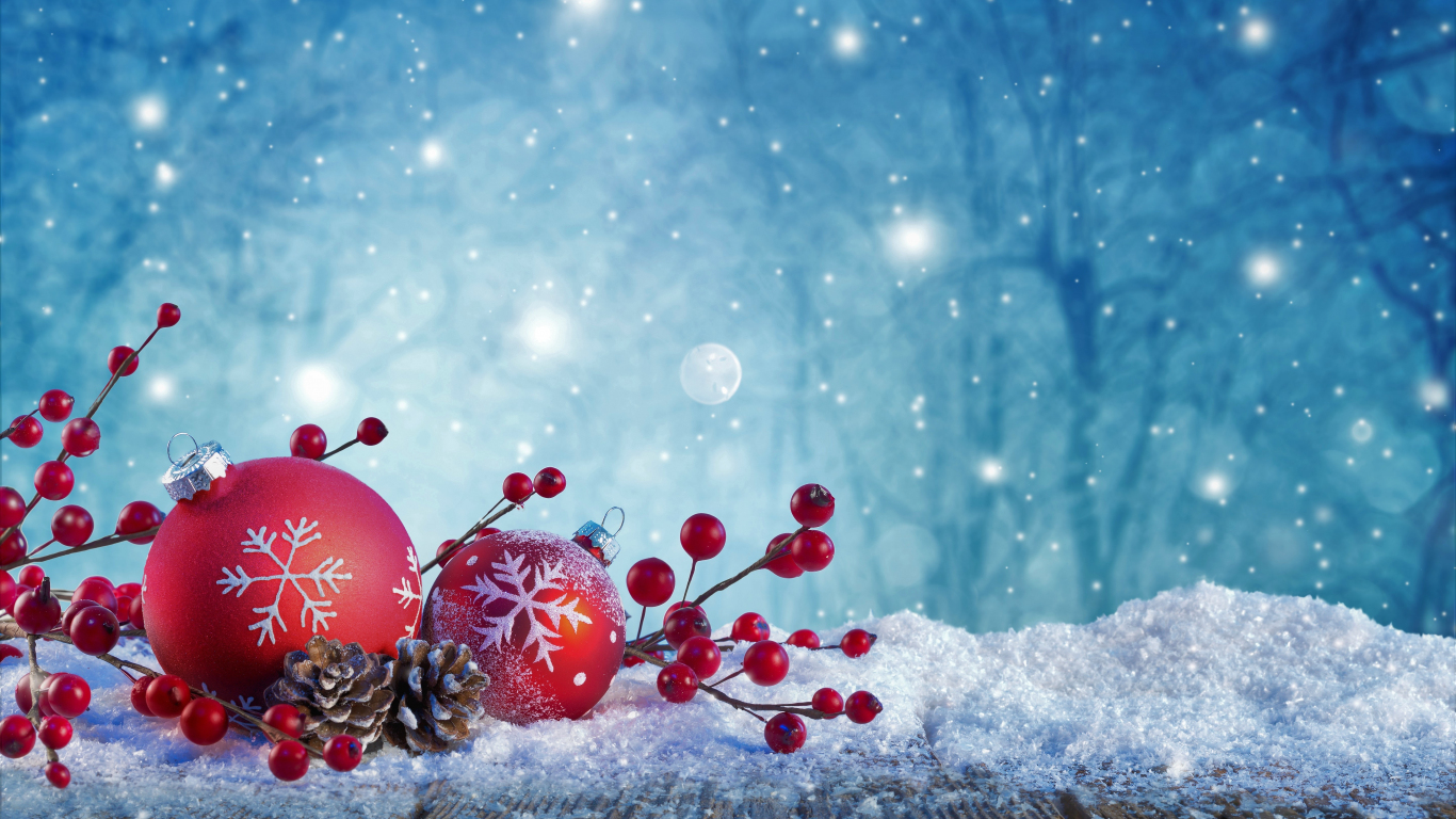 Download wallpaper 1366x768 christmas, ornaments, decorations, holiday ...