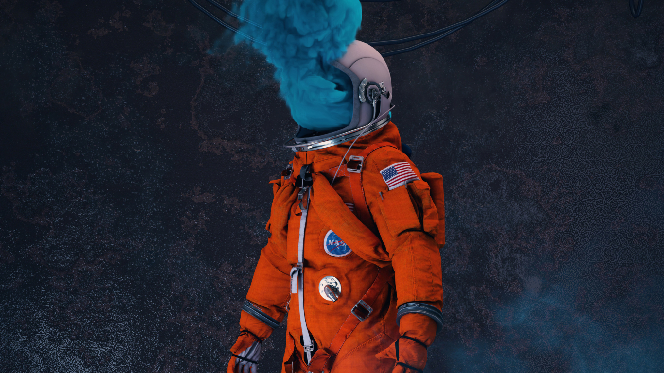 Download wallpaper 1366x768 astronaut, nasa, space suit, surreal