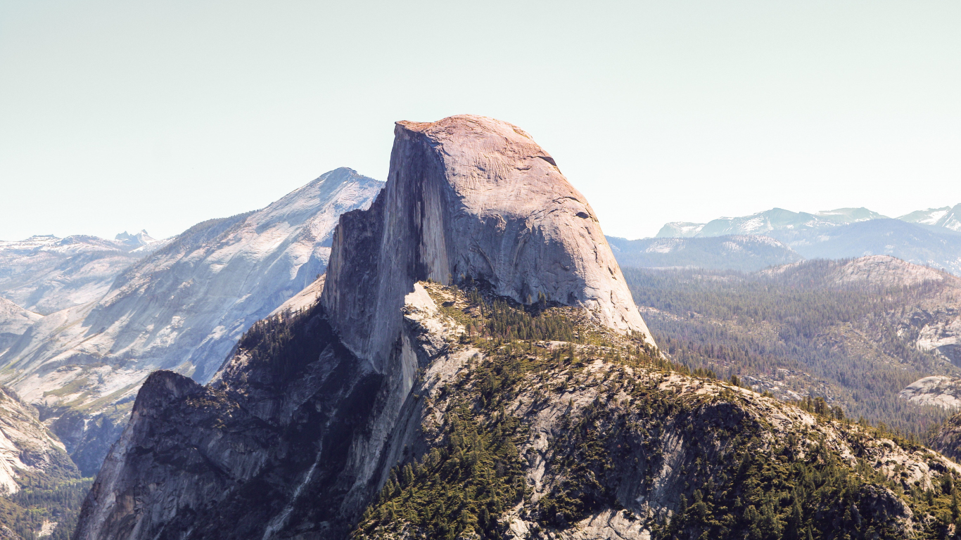 Half Dome, Yosemite valley, national park, nature, 1366x768 wallpaper