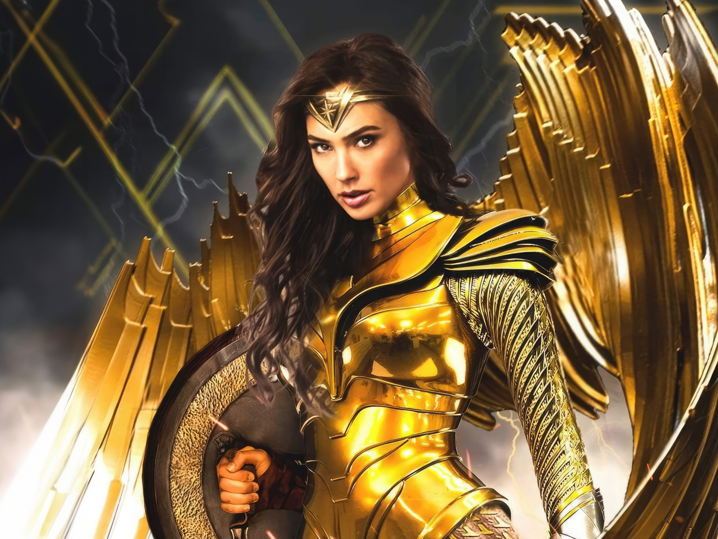 Download wallpaper 1400x1050 golden armour, the wonder woman, 2023 ...