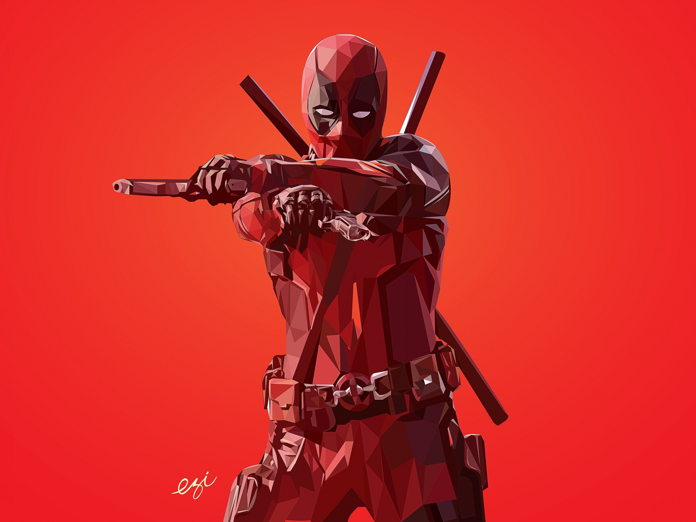 Download wallpaper 1400x1050 deadpool, low poly, artworks, standard 4:3 ...