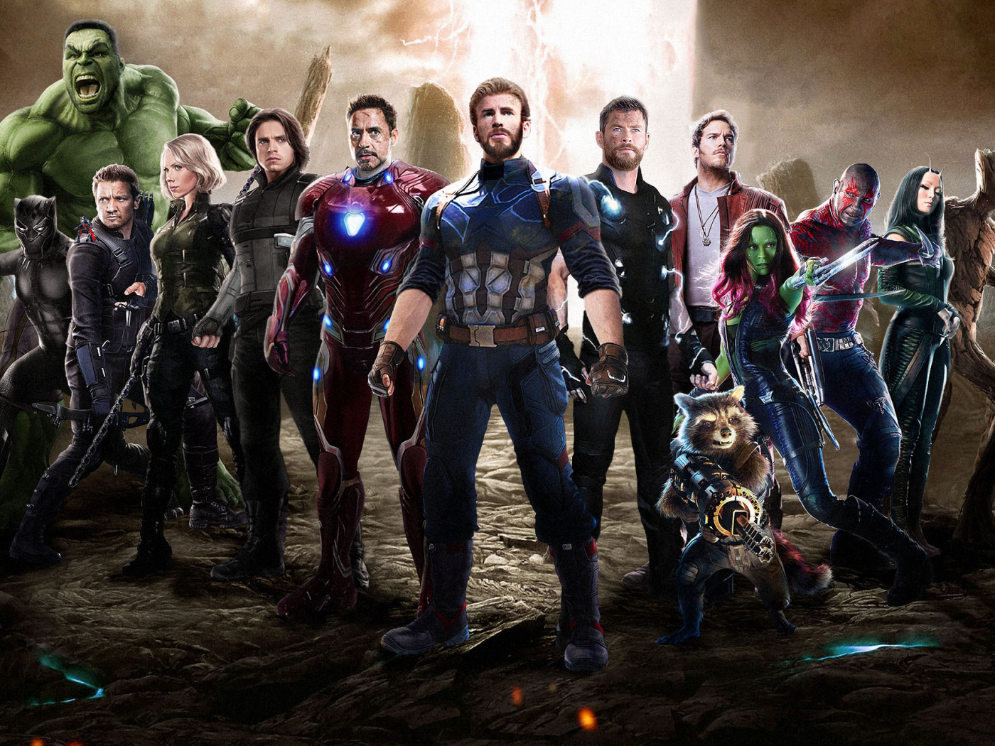 Download wallpaper 1400x1050 team of superheroes, movie, 2018, avengers ...